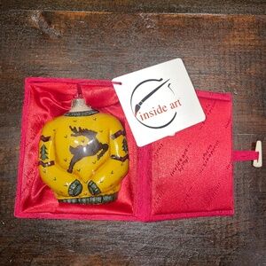 Inside Art By Figi Ugly‎ Christmas Reindeer Sweater Ornament Yellow Sweatshirt